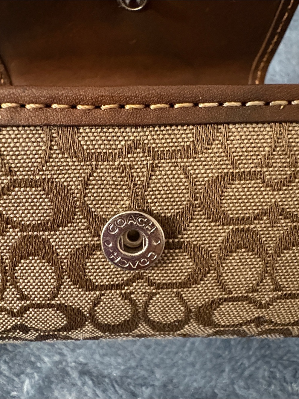 Coach Brown Signature Canvas Contact Lens Case with Leather Trim - Picture 3 of 10